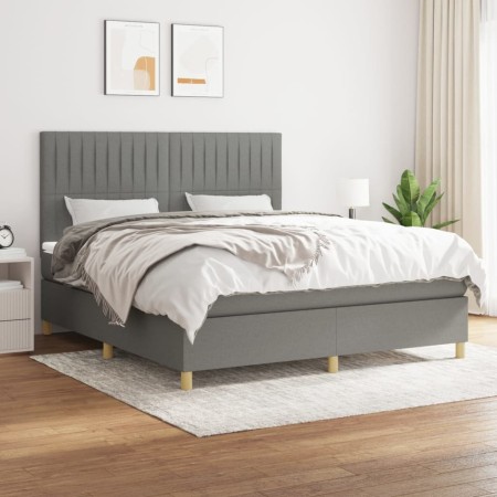 Cama box spring con colchón tela gris oscuro 160x200 cm de , Camas y somieres - Ref: Foro24-3142506, Precio: 552,27 €, Descue...