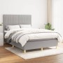 Box spring bed with light gray fabric mattress 140x200 cm by , Beds and slatted bases - Ref: Foro24-3142497, Price: 521,38 €,...