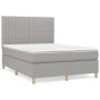 Box spring bed with light gray fabric mattress 140x200 cm by , Beds and slatted bases - Ref: Foro24-3142497, Price: 521,38 €,...