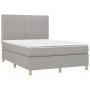 Box spring bed with light gray fabric mattress 140x200 cm by , Beds and slatted bases - Ref: Foro24-3142497, Price: 521,38 €,...