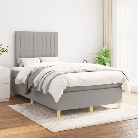 Cama box spring con colchón tela gris claro 120x200 cm de , Camas y somieres - Ref: Foro24-3142481, Precio: 439,61 €, Descuen...