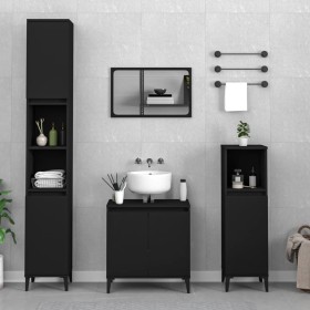 Juego de muebles de baño 3 pzas madera contrachapada negro de , Muebles de baño - Ref: Foro24-3185590, Precio: 217,99 €, Desc...