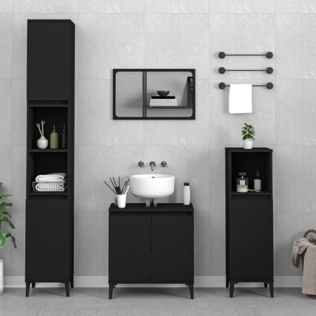 Juego de muebles de baño 3 pzas madera contrachapada negro de , Muebles de baño - Ref: Foro24-3185590, Precio: 215,43 €, Desc...