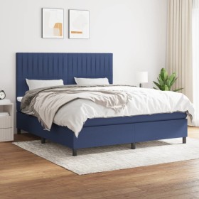 Box spring bed with blue fabric mattress 160x200 cm by , Beds and slatted bases - Ref: Foro24-3141951, Price: 582,40 €, Disco...