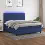 Box spring bed mattress and LED lights blue fabric 160x200 cm by , Beds and slatted bases - Ref: Foro24-3135051, Price: 572,4...