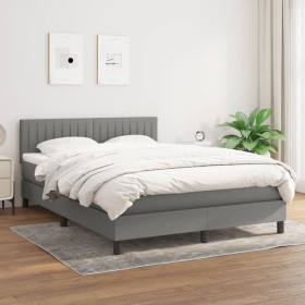 Cama box spring con colchón tela gris oscuro 140x200 cm de , Camas y somieres - Ref: Foro24-3140218, Precio: 428,28 €, Descue...