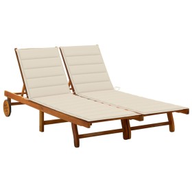 Garden lounger for 2 people and solid acacia wood cushions by , Loungers - Ref: Foro24-3061376, Price: 385,66 €, Discount: %