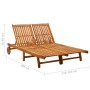 Garden lounger for 2 people and solid acacia wood cushions by , Loungers - Ref: Foro24-3061376, Price: 393,47 €, Discount: %