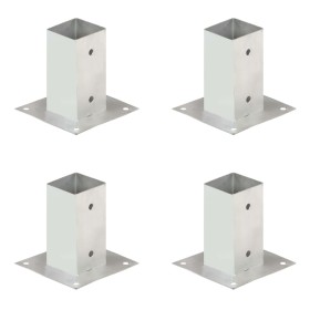 Anchors for posts 4 units galvanized metal 71 mm by , fence posts - Ref: Foro24-145447, Price: 30,42 €, Discount: %