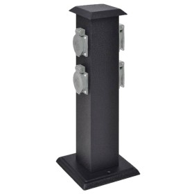 Columna negra con enchufes para el jardín de vidaXL, Enchufes de pared - Ref: Foro24-41233, Precio: 43,78 €, Descuento: %