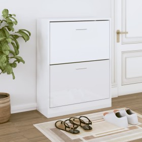 Glossy white plywood shoe cabinet 63x24x81 cm by , Shoe racks and shoe organizers - Ref: Foro24-342560, Price: 77,73 €, Disco...