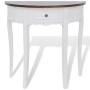 Mesa consola semicircular con cajón blanca y superficie marrón de vidaXL, Mesas auxiliares - Ref: Foro24-241531, Precio: 145,...