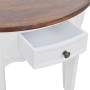 Mesa consola semicircular con cajón blanca y superficie marrón de vidaXL, Mesas auxiliares - Ref: Foro24-241531, Precio: 145,...