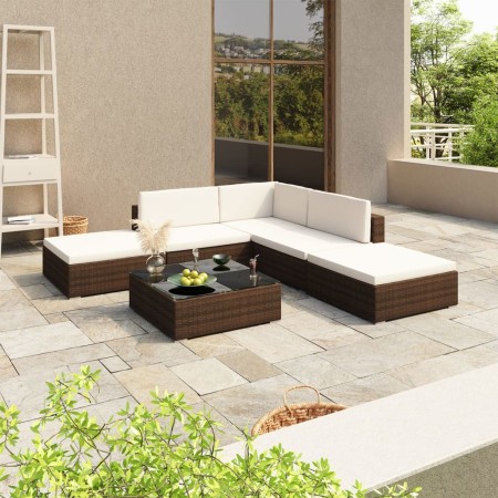 6-piece garden furniture set and brown synthetic rattan cushions by vidaXL, Garden sets - Ref: Foro24-41256, Price: 574,41 €,...