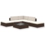 Set muebles de jardín 6 piezas y cojines ratán sintético marrón de vidaXL, Conjuntos de jardín - Ref: Foro24-41256, Precio: 5...