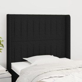 Cabecero con orejas de tela negro 103x16x118/128 cm de , Cabeceros y pies de cama - Ref: Foro24-3119810, Precio: 67,99 €, Des...