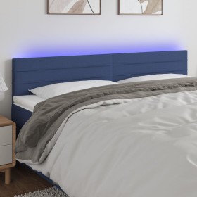 Cabecero con LED de tela azul 160x5x78/88 cm de , Cabeceros y pies de cama - Ref: Foro24-3121764, Precio: 64,06 €, Descuento: %