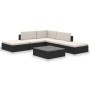 Set muebles de jardín 6 piezas y cojines ratán sintético negro de vidaXL, Conjuntos de jardín - Ref: Foro24-41269, Precio: 39...