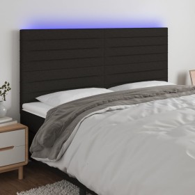 Cabecero con luces LED tela negro 160x5x118/128 cm de , Cabeceros y pies de cama - Ref: Foro24-3122572, Precio: 126,05 €, Des...