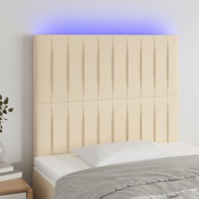 Headboard with LED lights cream fabric 100x5x118/128 cm by , Headboards and footboards - Ref: Foro24-3122657, Price: 78,88 €,...