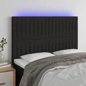 Headboard with LED lights black fabric 144x5x118/128 cm by , Headboards and footboards - Ref: Foro24-3122662, Price: 118,99 €...