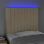 Headboard with LED lights cream fabric 80x5x118/128 cm by , Headboards and footboards - Ref: Foro24-3122641, Price: 68,07 €, ...