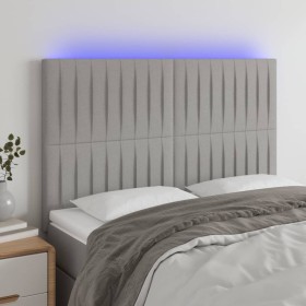 Headboard with LED lights light gray fabric 144x5x118/128 cm by , Headboards and footboards - Ref: Foro24-3122660, Price: 119...