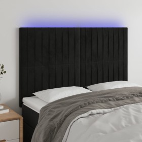 Kopfteil aus schwarzem Samt mit LED-Leuchten, 144 x 5 x 118/128 cm von , Kopf- und Fußteile - Ref: Foro24-3122712, Preis: 117...