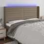 Headboard with LED in taupe gray fabric 163x16x118/128 cm by , Headboards and footboards - Ref: Foro24-3124198, Price: 133,99...