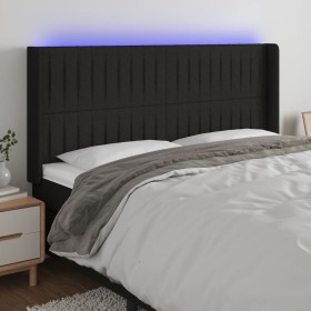 Black fabric headboard with LED 203x16x118/128 cm by , Headboards and footboards - Ref: Foro24-3124310, Price: 126,83 €, Disc...