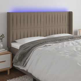 Kopfteil mit LED aus taupegrauem Stoff 203x16x118/128 cm von , Kopf- und Fußteile - Ref: Foro24-3124312, Preis: 143,46 €, Rab...