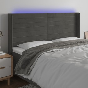 Cabecero con LED de terciopelo gris oscuro 163x16x118/128 cm de , Cabeceros y pies de cama - Ref: Foro24-3124243, Precio: 130...