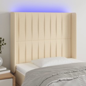 Cream fabric headboard with LED 103x16x118/128 cm by , Headboards and footboards - Ref: Foro24-3124281, Price: 82,89 €, Disco...