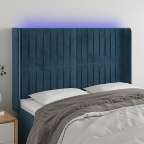 Dark blue velvet LED headboard 147x16x118/128 cm by , Headboards and footboards - Ref: Foro24-3124338, Price: 129,70 €, Disco...