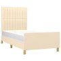 Bed frame with cream fabric headboard 80x200 cm by , Beds and slatted bases - Ref: Foro24-3125176, Price: 144,28 €, Discount: %