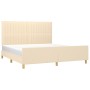 Bed frame with cream fabric headboard 160x200 cm by , Beds and slatted bases - Ref: Foro24-3125232, Price: 242,36 €, Discount: %