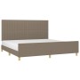 Bed frame with headboard in taupe gray fabric 200x200 cm by , Beds and slatted bases - Ref: Foro24-3125247, Price: 269,26 €, ...