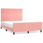 Pink velvet bed frame with headboard 140x190 cm by , Beds and slatted bases - Ref: Foro24-3125878, Price: 238,01 €, Discount: %