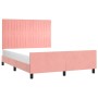 Pink velvet bed frame with headboard 140x190 cm by , Beds and slatted bases - Ref: Foro24-3125878, Price: 238,01 €, Discount: %