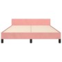 Pink velvet bed frame with headboard 140x190 cm by , Beds and slatted bases - Ref: Foro24-3125878, Price: 238,01 €, Discount: %