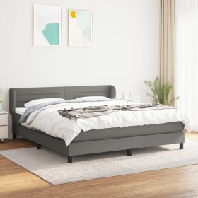 Cama box spring con colchón tela gris oscuro 160x200 cm de , Camas y somieres - Ref: Foro24-3126334, Precio: 488,68 €, Descue...