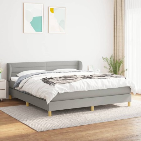 Box spring bed with light gray fabric mattress 160x200 cm by , Beds and slatted bases - Ref: Foro24-3126893, Price: 490,92 €,...