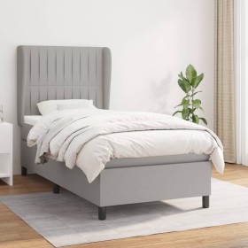 Cama box spring con colchón tela gris claro 80x200 cm de , Camas y somieres - Ref: Foro24-3128077, Precio: 332,99 €, Descuent...