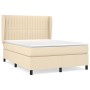 Cama box spring con colchón tela color crema 140x200 cm de , Camas y somieres - Ref: Foro24-3128130, Precio: 529,67 €, Descue...