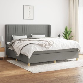 Cama box spring con colchón tela gris oscuro 200x200 cm de , Camas y somieres - Ref: Foro24-3128710, Precio: 601,99 €, Descue...