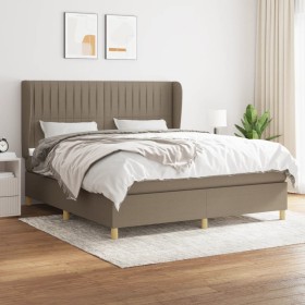 Box spring bed with taupe gray fabric mattress 160x200 cm by , Beds and slatted bases - Ref: Foro24-3128697, Price: 625,76 €,...