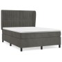 Box spring bed with dark gray velvet mattress 140x190 cm by , Beds and slatted bases - Ref: Foro24-3129328, Price: 512,59 €, ...