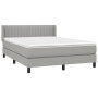 Box spring bed with light gray fabric mattress 140x190 cm by , Beds and slatted bases - Ref: Foro24-3129865, Price: 463,83 €,...