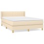 Cama box spring con colchón tela color crema 140x190 cm de , Camas y somieres - Ref: Foro24-3130430, Precio: 462,49 €, Descue...