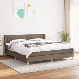 Box spring bed with taupe gray fabric mattress 160x200 cm by , Beds and slatted bases - Ref: Foro24-3130445, Price: 518,27 €,...